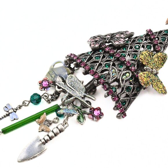 Splendid Kirks Folly Gray Butterflies Enchanting Dangle Christmas Tree Brooch - Picture 4 of 9